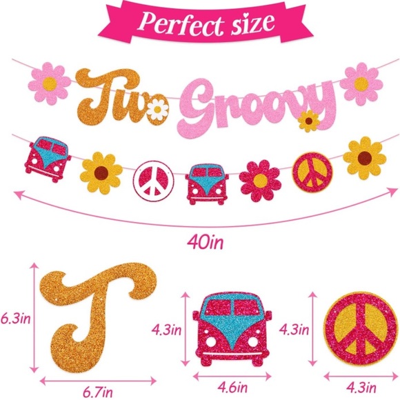 Two groovy birthday banner 🌼💕 - Picture 2 of 5